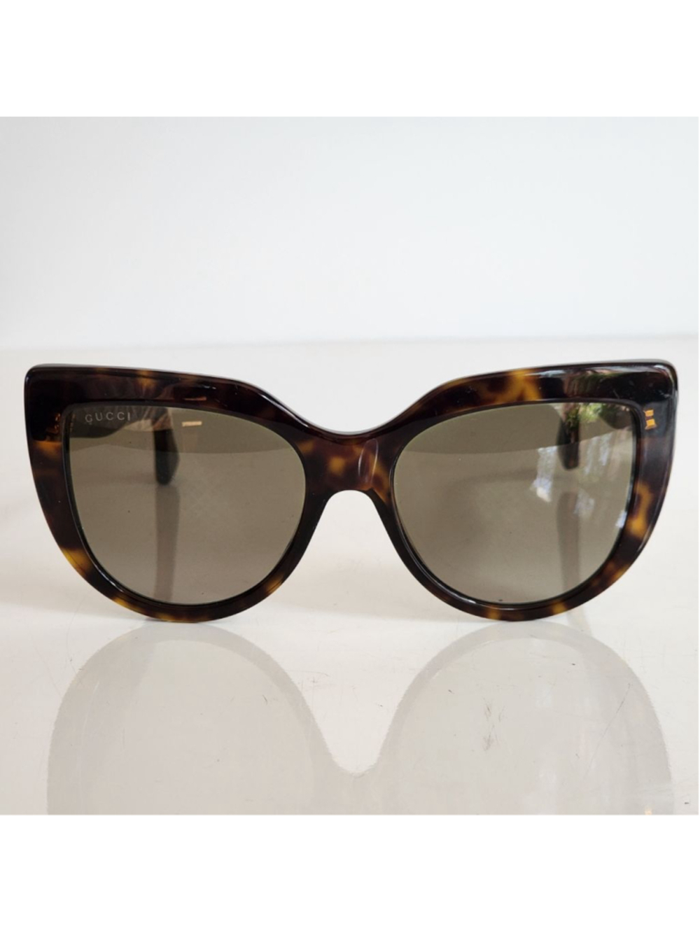 GUCCI NEW Cat Eye Havana Sunglasses in Tortoiseshell Brown Gold Accents GG0164S - Picture 4 of 11